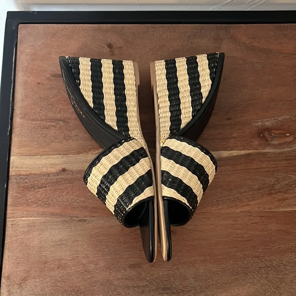 KATE SPADE Linda Wedges Tan And Black Raffia - Picture 8 of 12